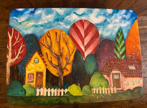 Cycled hand painted plastic - up-cycled,