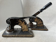 Pair Of Antique Victorian Printing embossing presses. Desk stamps. Company seal 