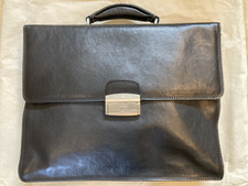Gianni Conti Briefcase Italian Leather Business Document Laptop Bag Black VGC