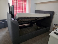 (Can Deliver) Ottoman TV Double Bed and Mattress with Storage