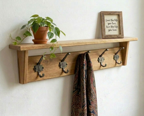 Solid oak coat rack - rack, finished