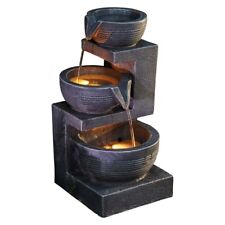 Serenity Cascading LED Water Feature Indoor/Outdoor Self Contained Bowl H37.5cm