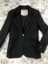 Aubin & Wills 100% Wool Women’s Fitted Lined Black Blazer Smart Jacket Size 10