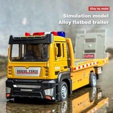 Alloy Breakdown Truck Model 1/32 Diecast Flatbed Trailer Sound Light Car Lorry