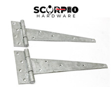 Strong Galvanised Tee Hinge Heavy PAIR 12" 18" 24" Shed Garden Gate with Screws