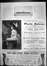 Antique Old Print Liner Patria Destroyed Fire Pears Annual Foxs Puttees 1899