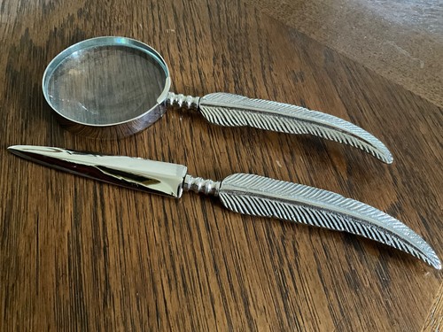 Silver metal feather - silver,