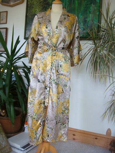 Vintage yellow floral silky - yellow,