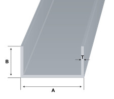 Aluminium U C Channel Unequal 50mm 2" Wide Base Multiple Sizes Available