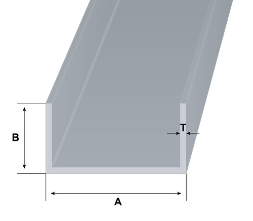 Aluminium channel unequal - aluminium, c