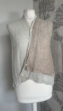 Shirin Guild 100% Linen Wrap Over Top Light Blue Grey Top Size Small 