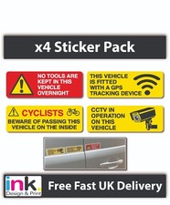 Set of 4 Stickers This Vehicle is Fitted Mix Tracker Sign Vehicle Stickers