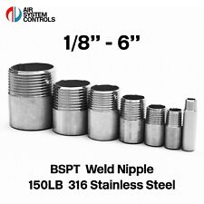 150LB BSPT Weld Nipple -  316 Stainless Steel | Threaded Male Inch Pipe Fitting
