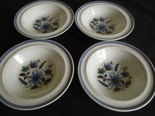 Vintage Myott Countryside  16.5 cm rimmed dessert bowls x 4 Blue design