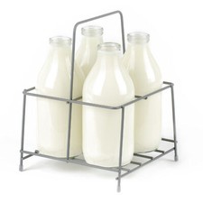 4 Milk Bottle Holder Tidy Crate Rack Carry Carrier Doorstep Store Jug Caddy Pint