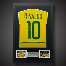 Rivaldo Hand Signed Brazil Framed Football Shirt £399 With COA