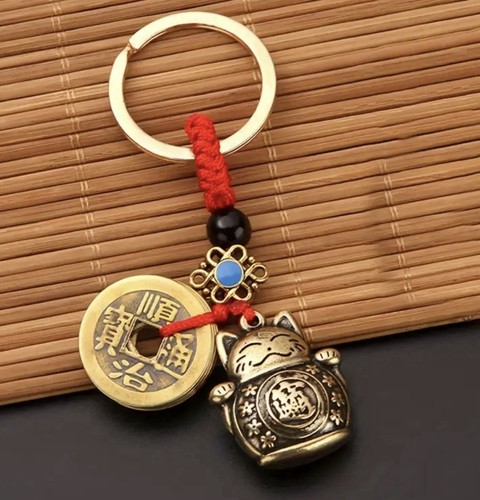 Lucky cat keychain with - lucky,