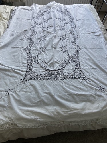 Vintage tablecloth white - tablecloth,
