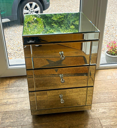 Mirrored glass drawer chest - glass,