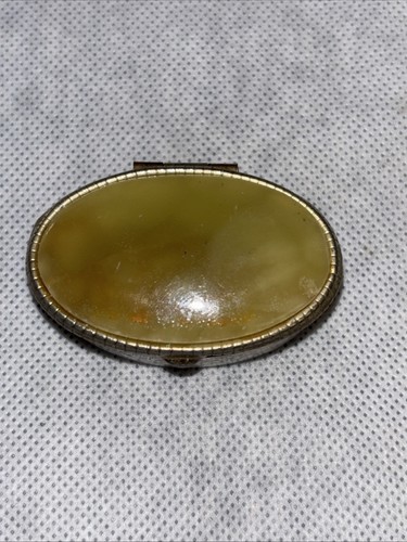 Vintage brass oval pill - oval, box
