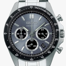 Seiko Selection SBTR027 Men's Silver Quartz Chronograph Blue-Grey Dial 200M Fr/s