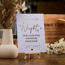 Personalised Table Décor Gold Foil Glow Stick Wedding Print Sign GC-2