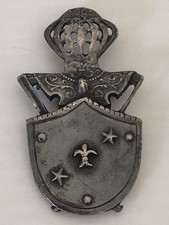 Vintage Brooch Buckingham Pewter Australia Crown Fleur De Lis Stars 6cm