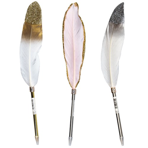 Glitter feather pen assorted - glitter,