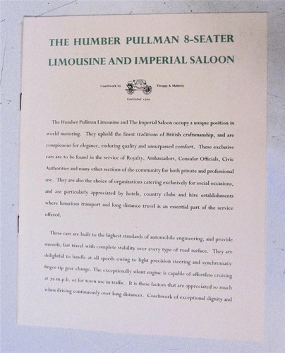 Humber pullman limousine - pullman, +