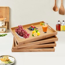 Rectangular Wooden Breakfast Tray Bamboo Serving Tray Decorative Coffee Tea Tray