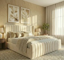 Winged Upholstered Bed Frame