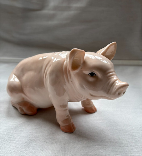 Vintage porcelain pink pig - vintage,