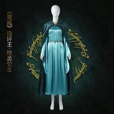 Cosplay The Lord of the Rings Galadriel Green Dress The Fairy Queen Cape Costume