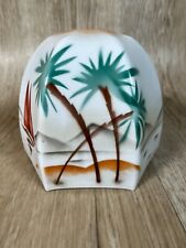 VTG Glass Hand Painted Light Shade Palm Tree Tropical