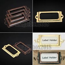 12pc Drawer Cabinet Frame Label Tag File Name Card Holder Gold or Antique Brass