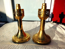 PAIR VINTAGE BRASS POP UP MASON CONSTANT FLAME CANDLE LAMPS CANDLESTICKS