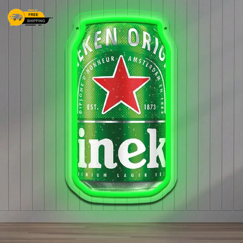 Vintage beer can neon - can,