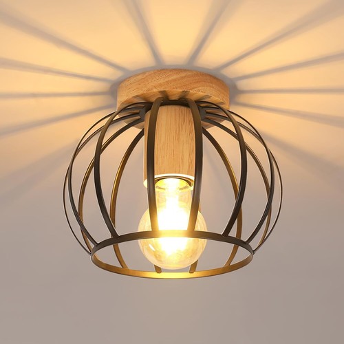 Industrial ceiling lamp - lamp, wooden