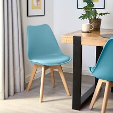 Dining Chair Tulip Wooden Legs Padded PU Leather Seat 12 Colours 1/4 PCS Retro