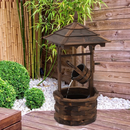 Wooden garden wishing well - wishing,