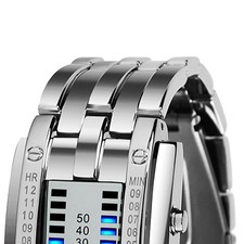 Mens Binary Watch Casual Sports Blue Backlight Fashion Quartz Movement LED