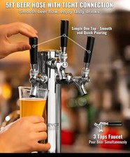 3 Out Beer Font. Stainless Steel Beverage Dispenser For Pub, Mancave Etc.