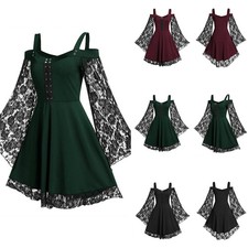 Halloween Womens Medieval Gothic Witch Dress Adult Renaissance Cosplay Costume