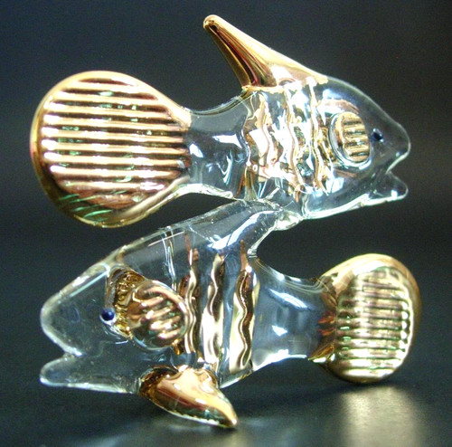 Miniature art blown glass fish - glass,