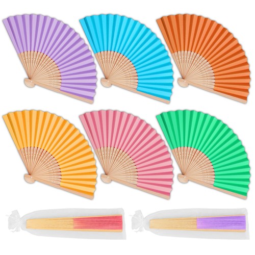 Folding fans 6pcs paper hand - 6pcs,