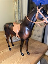 Vintage Pedigree Sindy Brown Horse With Saddle And Harness - 1:6 Scale