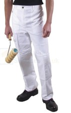 Maxim White Cotton Painter's Trousers XL Waist 42-44 Elasticated Multi Pocket