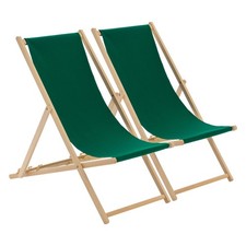 2x Folding Wooden Deck Chairs