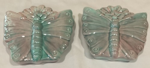 Vtg ceramic butterfly wall - ceramic,