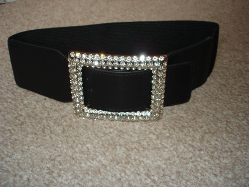 Black elasticated cinch belt - black,